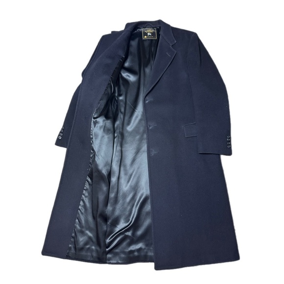 Hart Schaffner Marx Men's Dark Navy Wool Long Trench Overcoat Size 44R - Picture 2 of 5